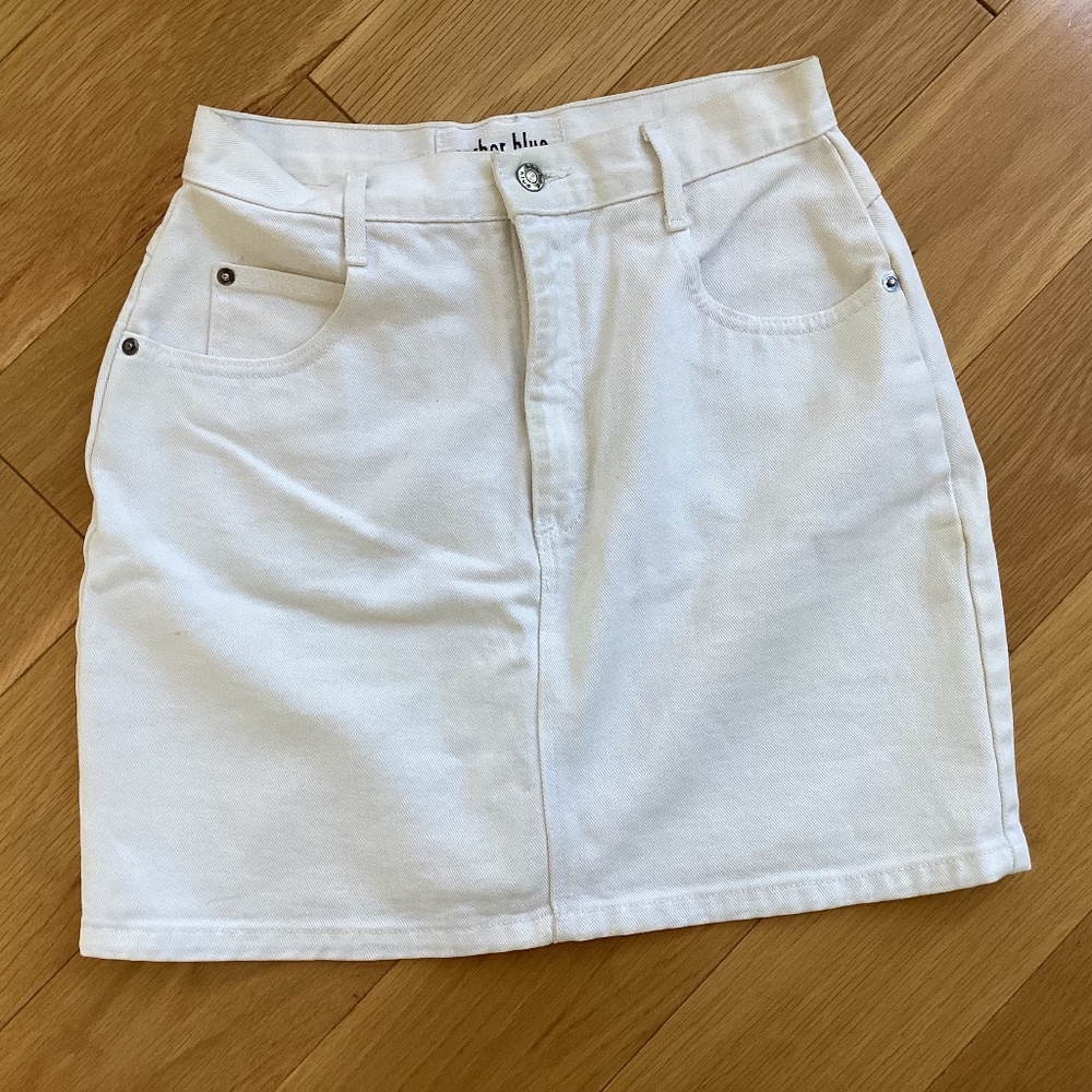 Preppy Anchor Blue Vintage 1990s white denim skirt